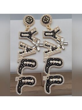 ✨2/$10✨ Black & Gold Crystal Statement Earrings 3.5" Party Glam YALL